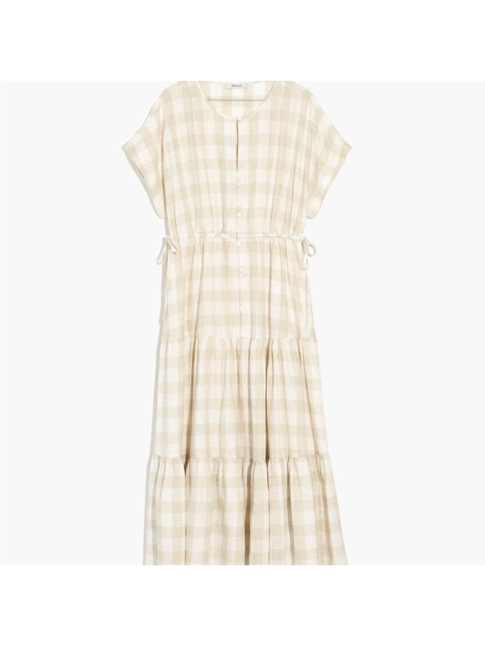 Madewell Linen Tiered Gingham Dress - Size M